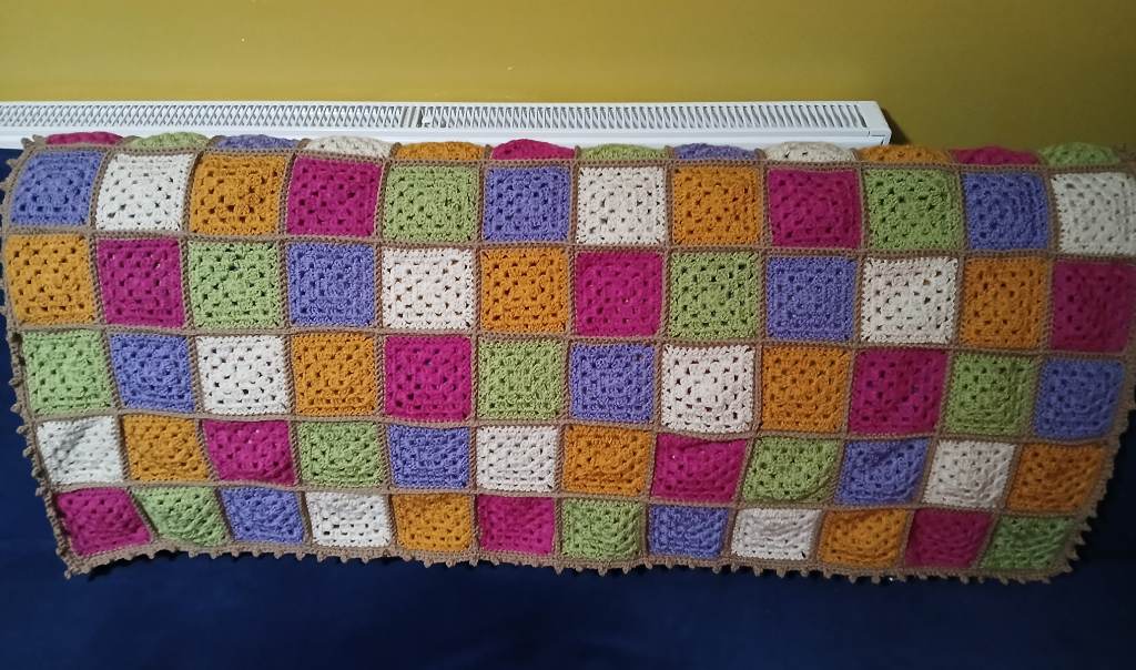 Handmade crochet patchwork granny square blanket