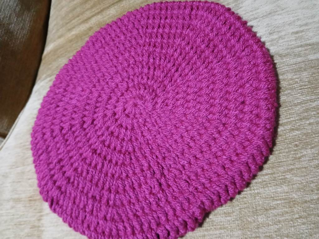 Handmade crochet raspberry beret