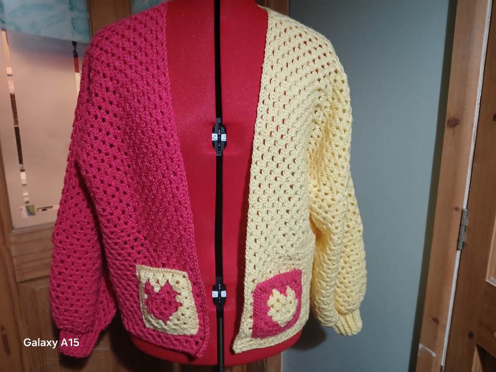 Handmade crochet granny stitch hexi cardigan