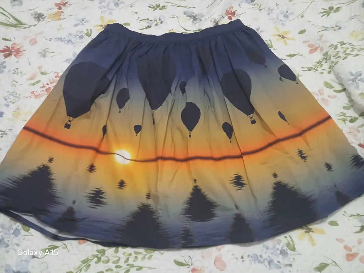 Harkel Navy Orange Hot Air Balloon Print skirt