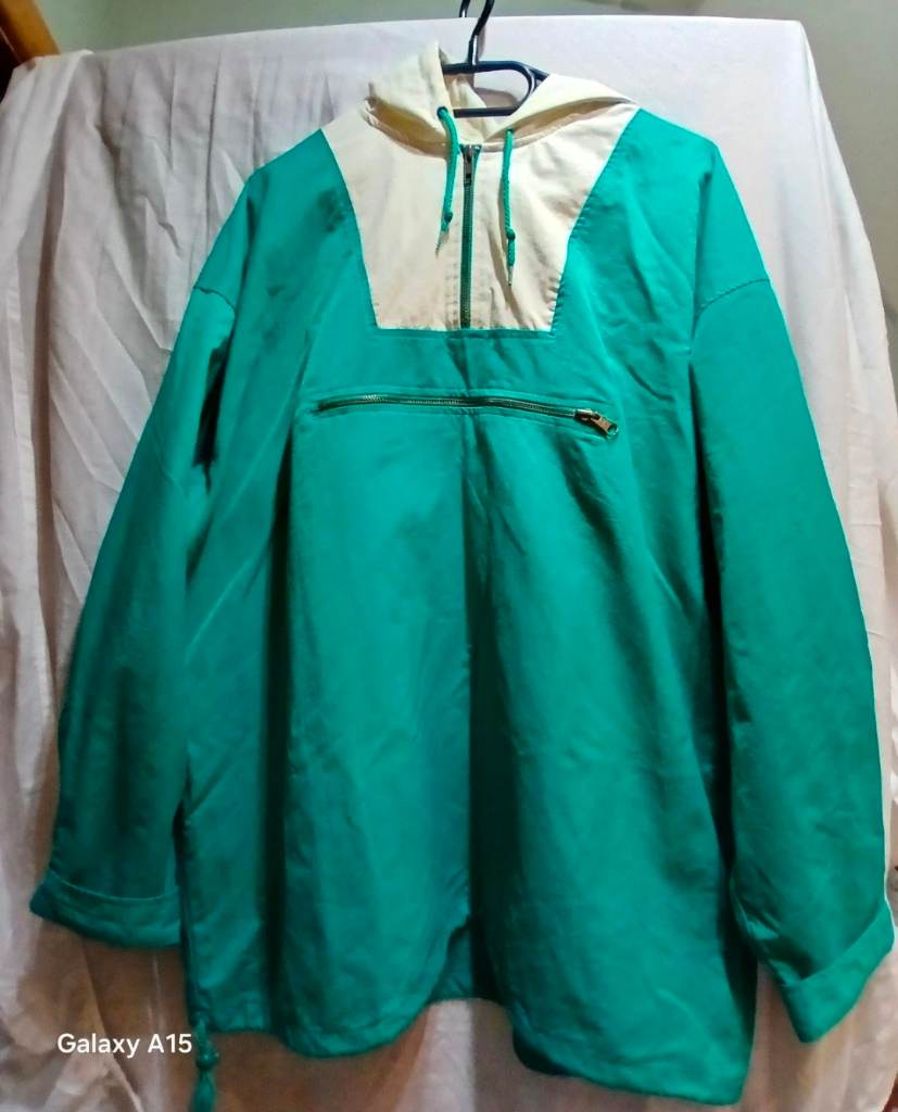 vintage retro 90s cotton traders green/cream windbreaker anorak