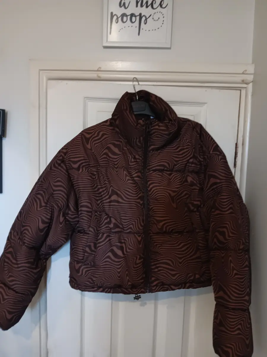 Brown XS puffer bubble cropped jacket