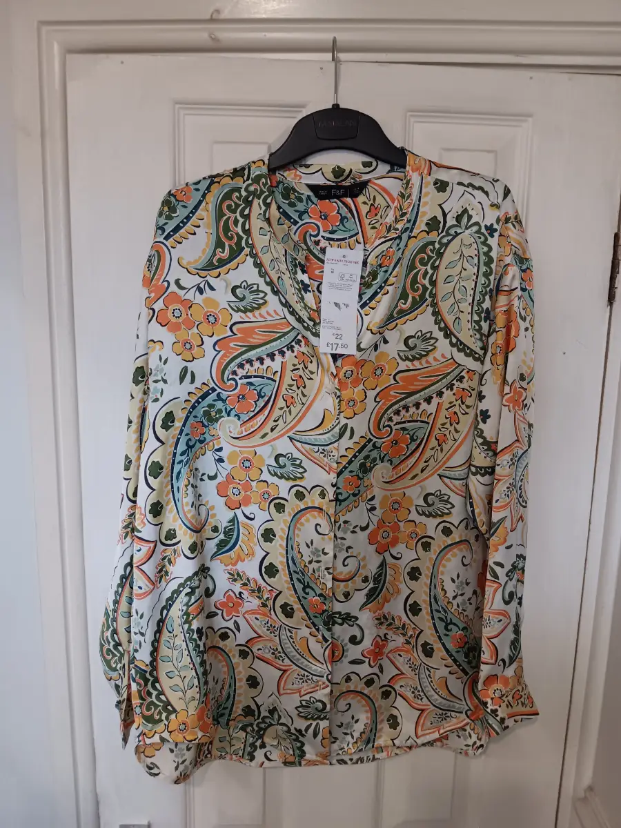 F&F size 10 multicoloured long sleeved blouse
