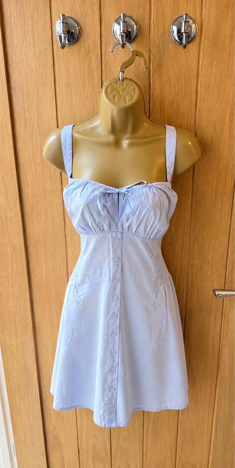 Hollister blue button summer dress milkmaid sweetheart fit and flare House of CB Size XXL size UK 18