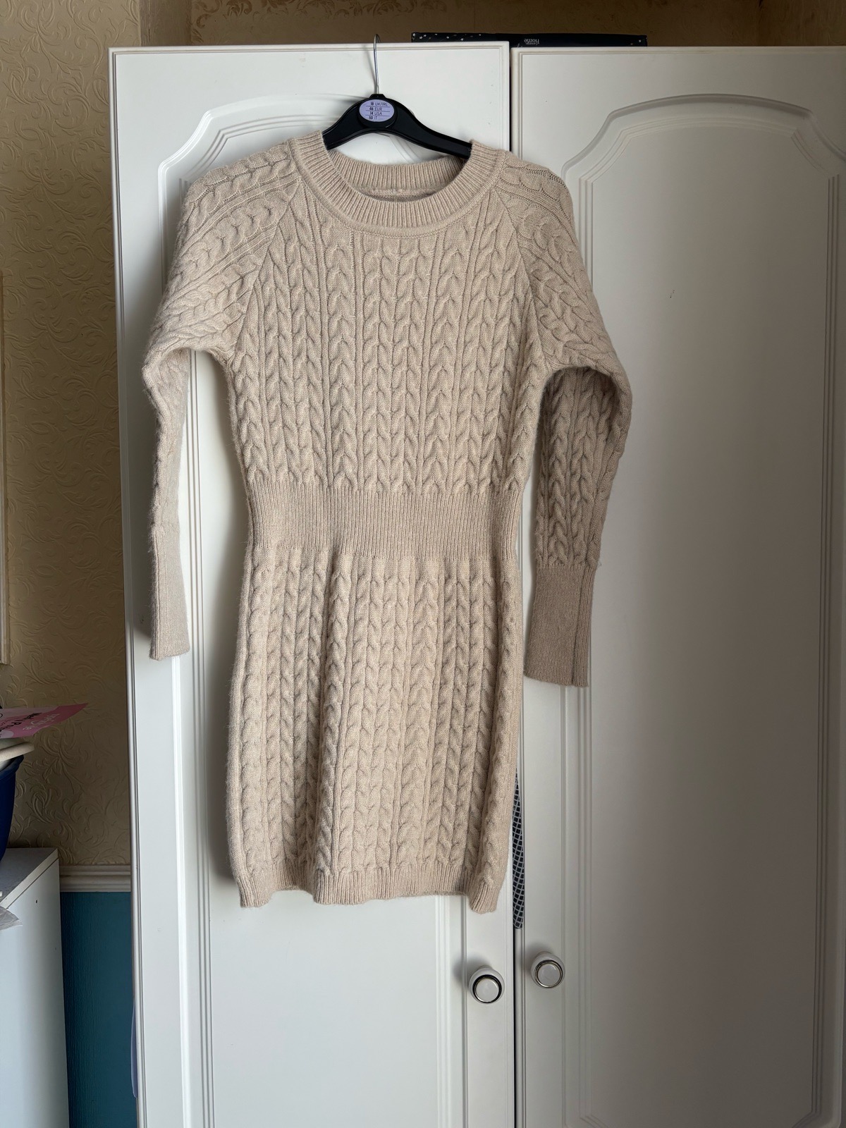 🤍 Cream Cable Knit Jumper Dress – Size S