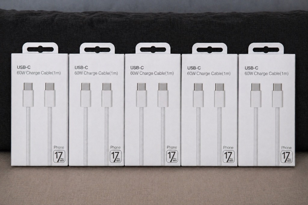 Fast Charging Cables 5 Pack 60W USB-C Nylon Braided Charger for iPhone Samsung Android White