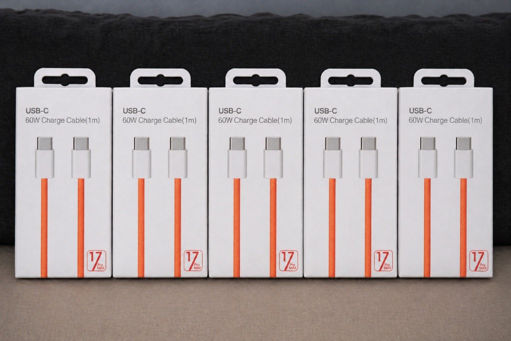Fast Charging Cables 5 Pack 60W USB-C Nylon Braided Charger for iPhone Samsung Android Orange