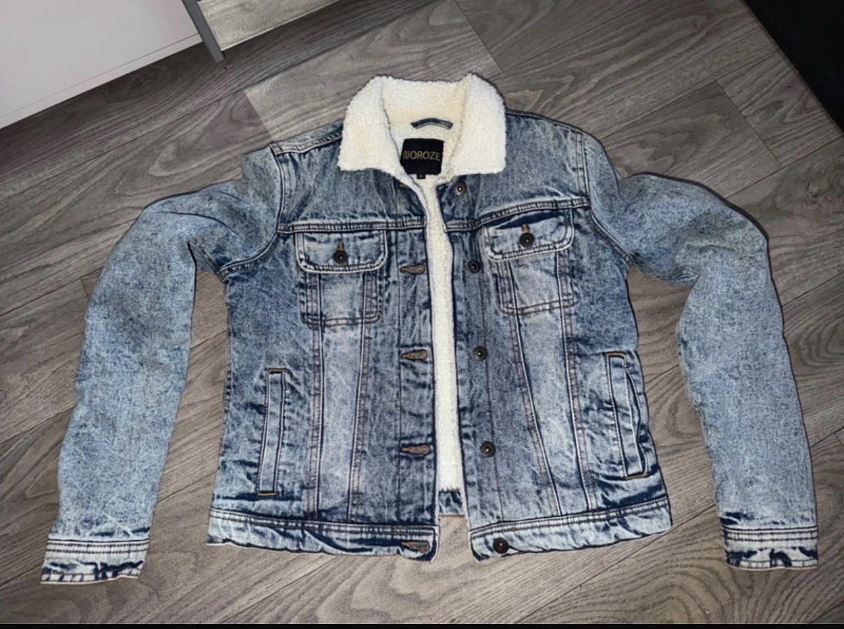 Acid Wash Denim Jacket – Fleece Borg Lined | Retro Warm Trucker Style