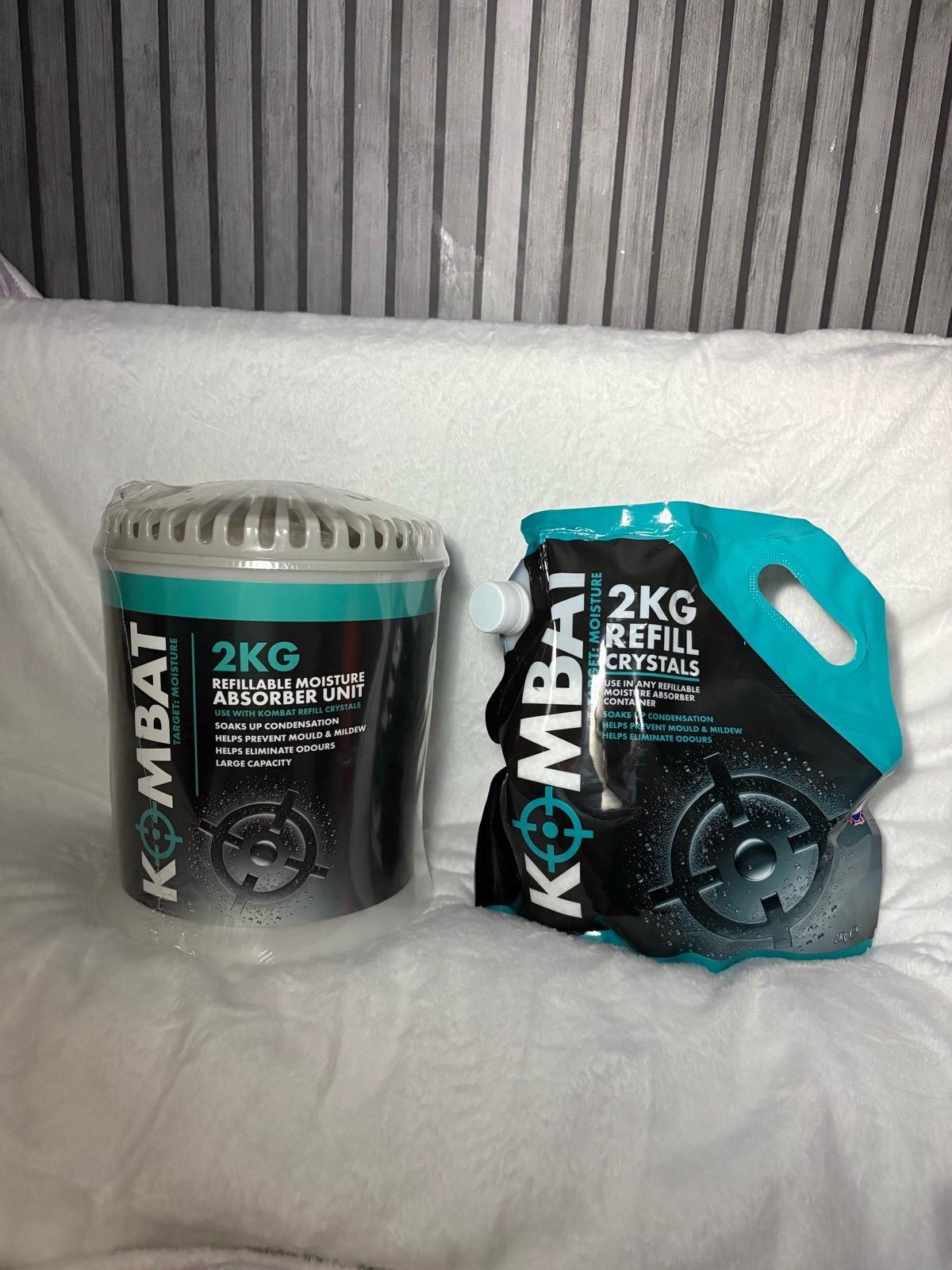 Brand new Kombat 2kg refillable moisture absorber unit and 2kg refill packet