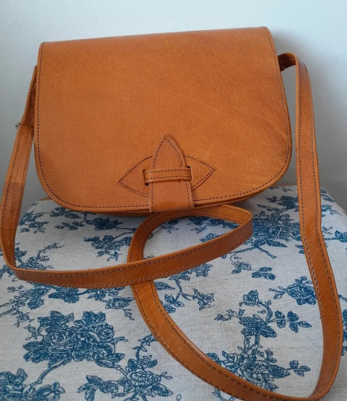 Hard leather satchel bag