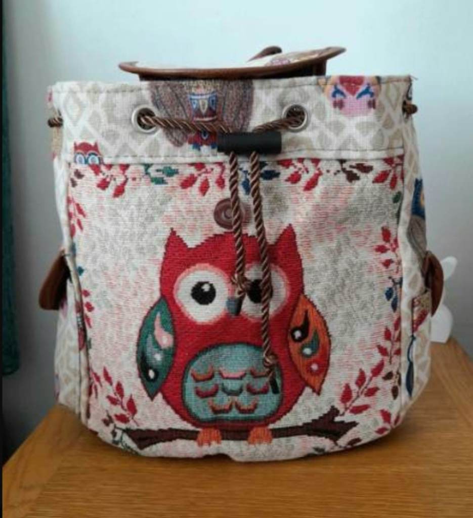 Owl design fabric backpack