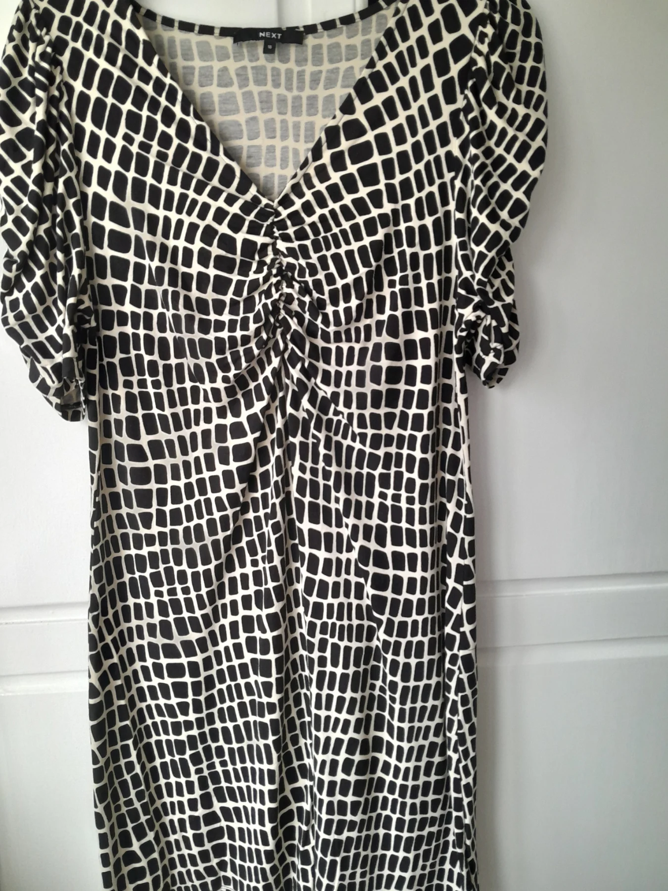 Next size 16 black and cream patterned dress