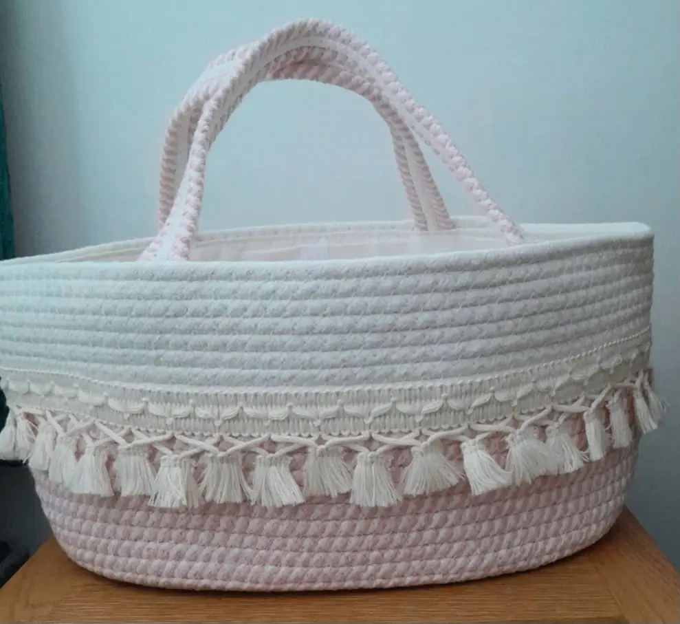 Woven fabric storage basket