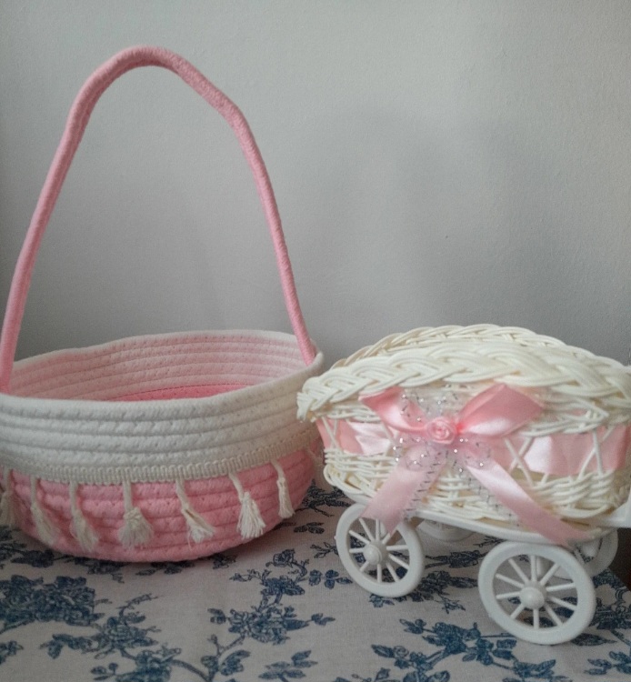 2 storage baskets for nursery or baby shower