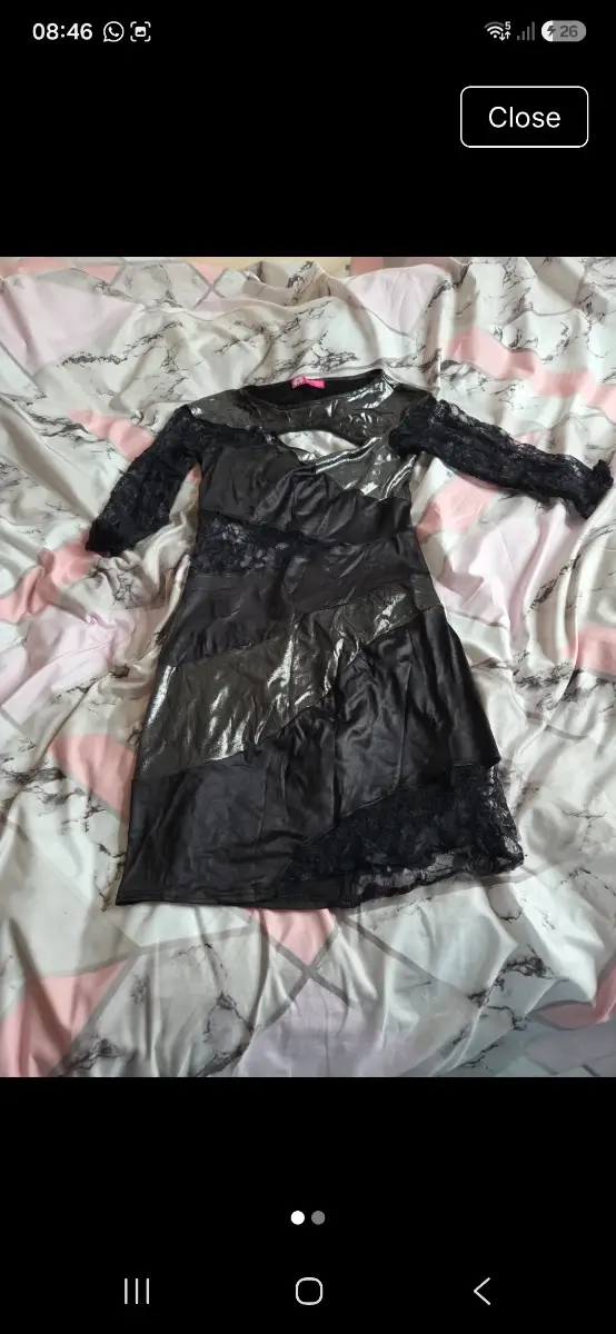 goddess black silver wet look dress 10