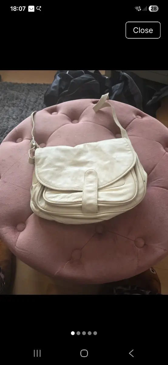 sirco vintage  leather cream shoulder bag