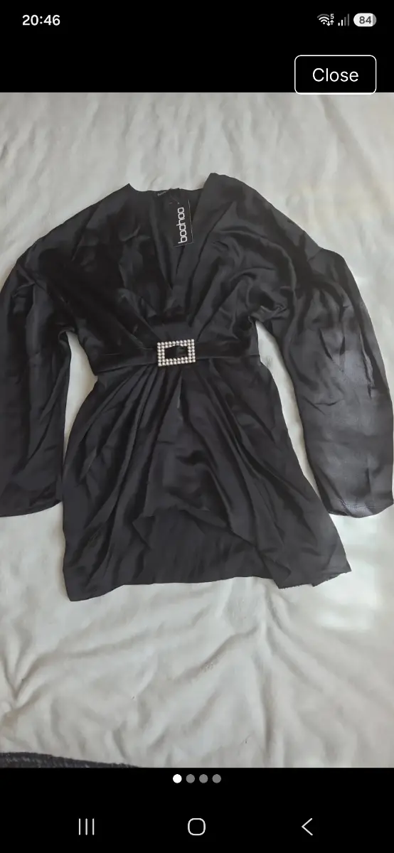 petite satin diamonte buckle draped dress 14