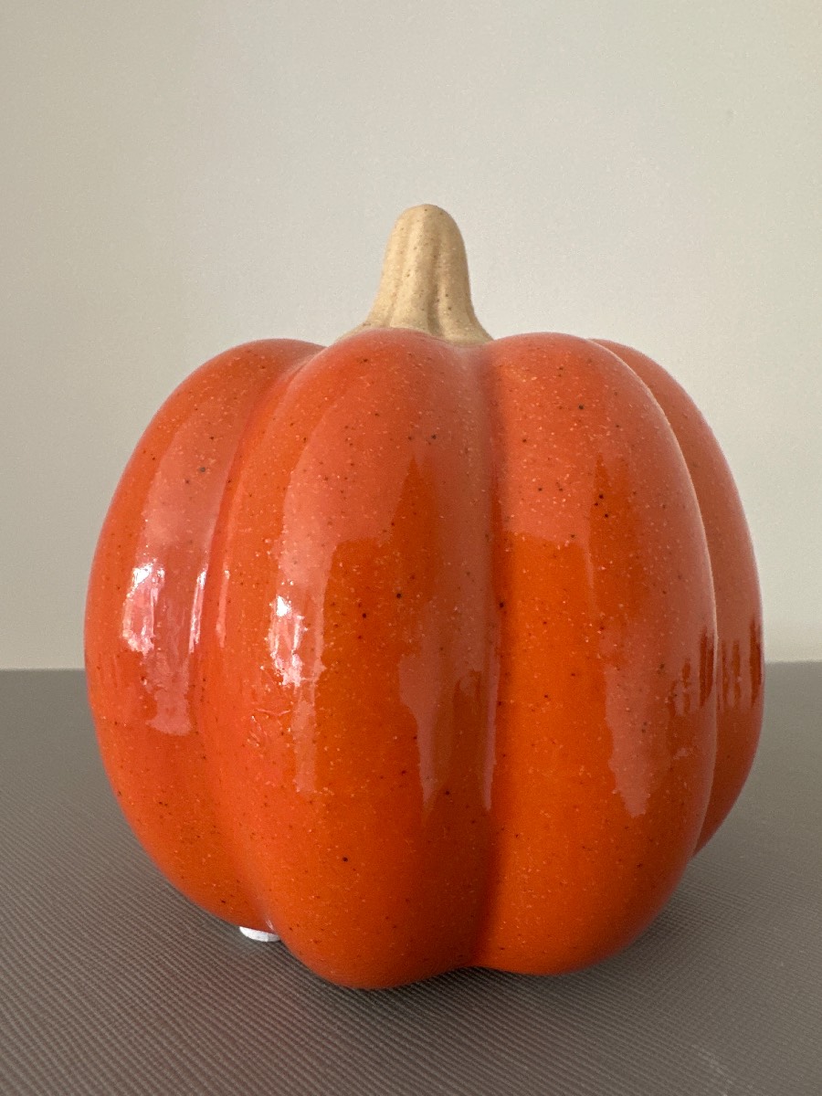 Ceramic glazed pumpkin in orange
