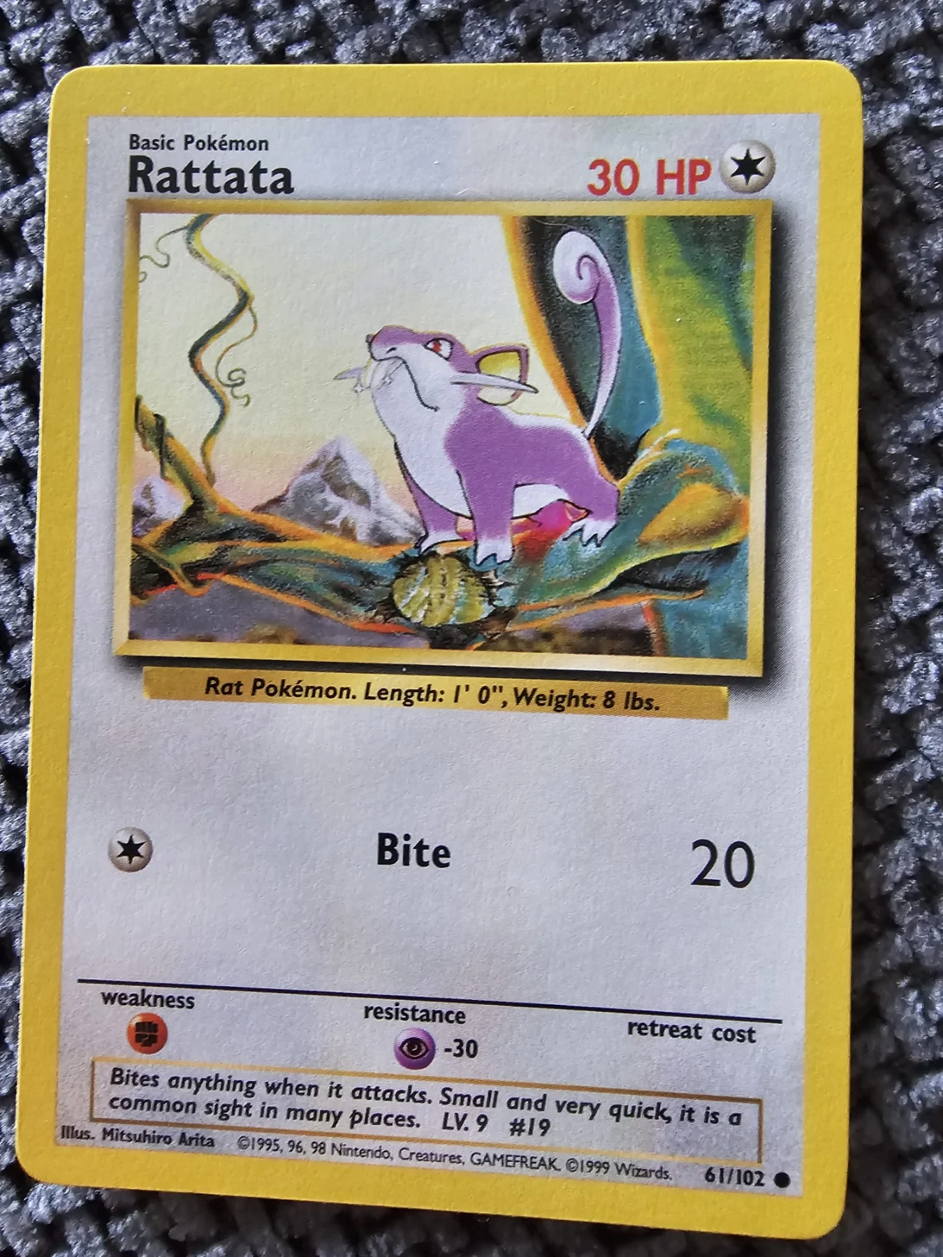 Rattata Base set Pokemon card 61/102
