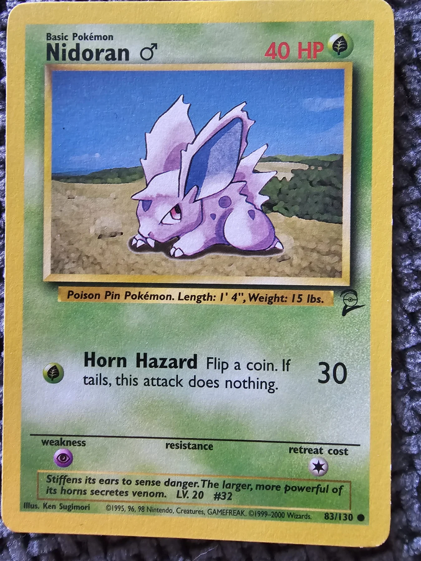Nidoran male base set 2 pokemon card 83/130