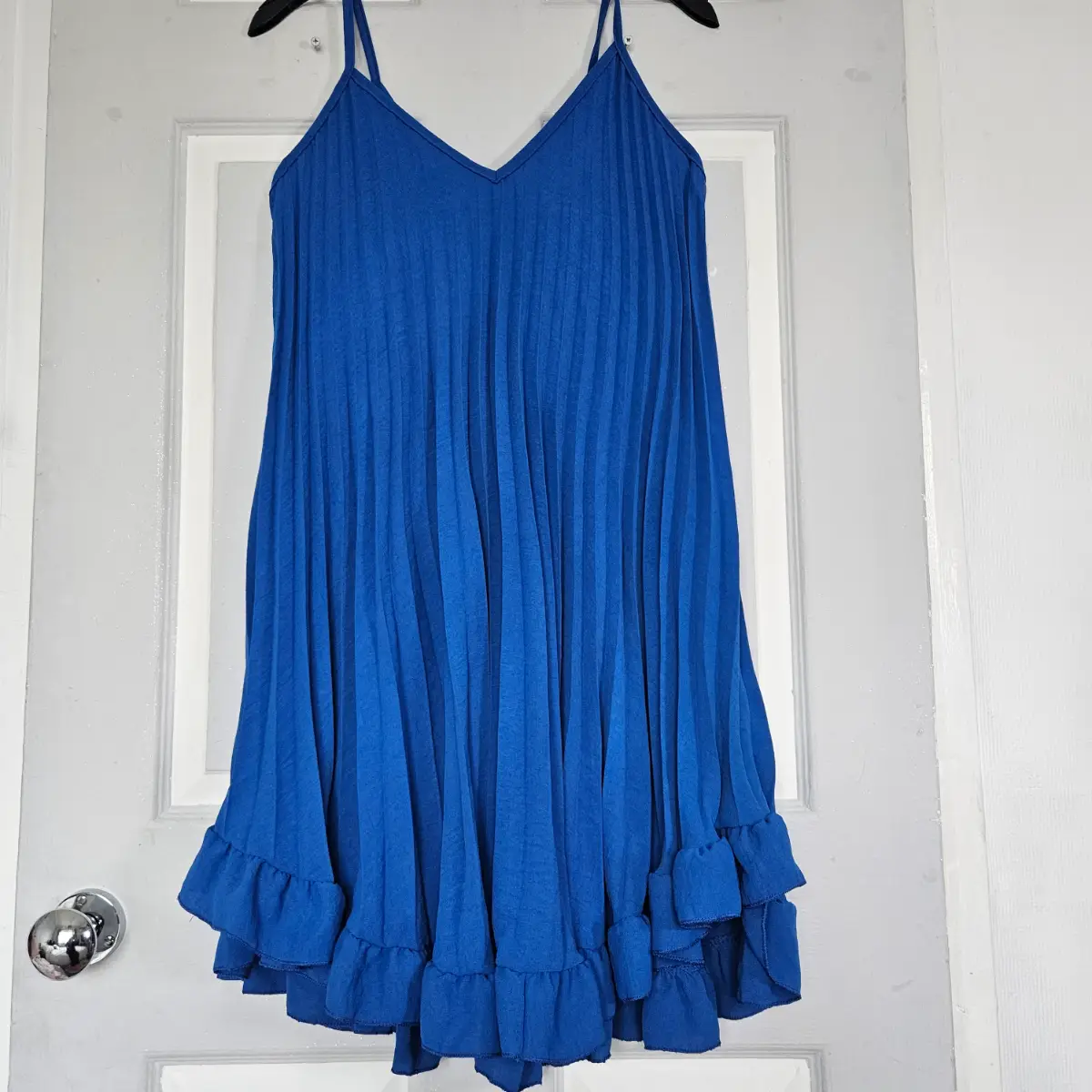 Ladies blue pleated swing dress one size