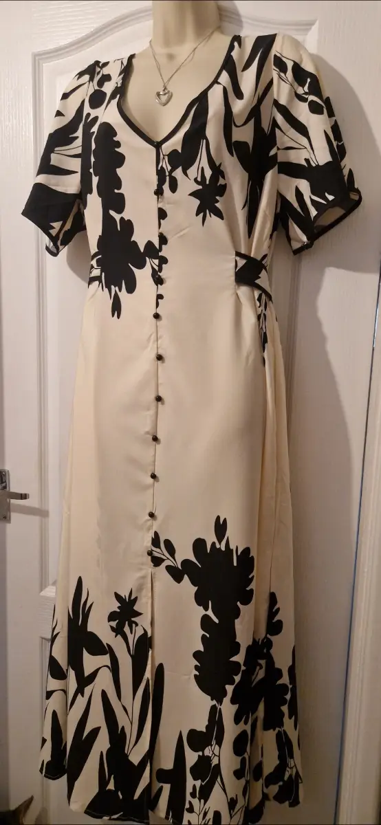 Cream/ Black detailed dress