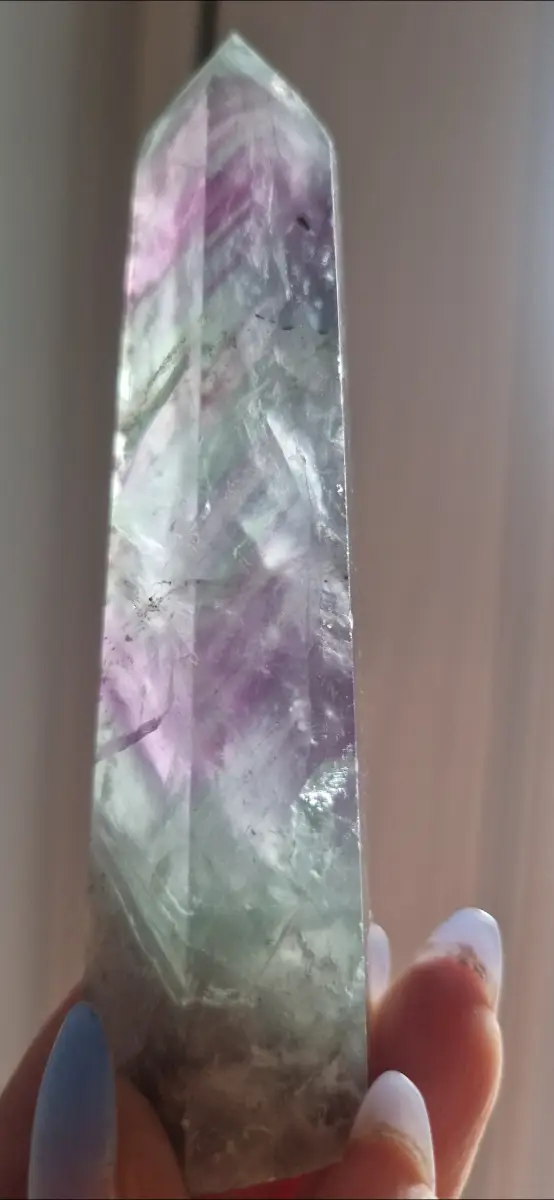Mint and purple fluorite tower