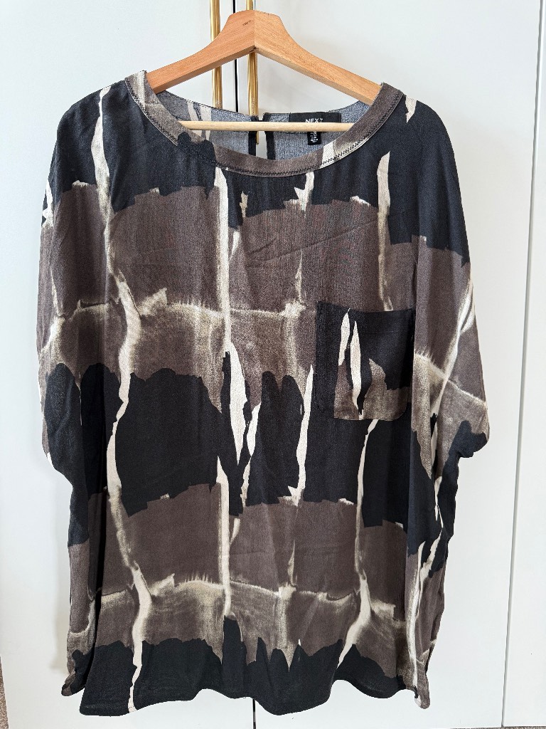 Next Abstract Print Oversized Top 22 Loose Fit Blouse Pocket Detail Work Career