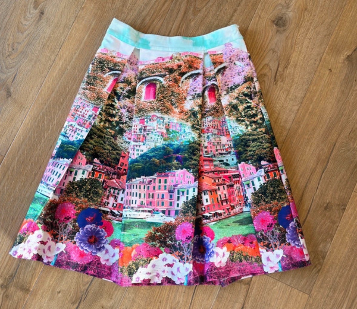 Lindy Bop Riviera Italian coastal vibrant print skirt size 8
