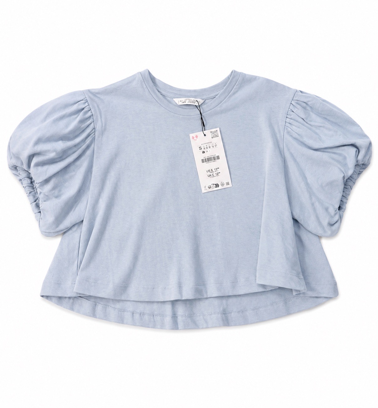 Zara Light Blue Puff Sleeve Top 🩵