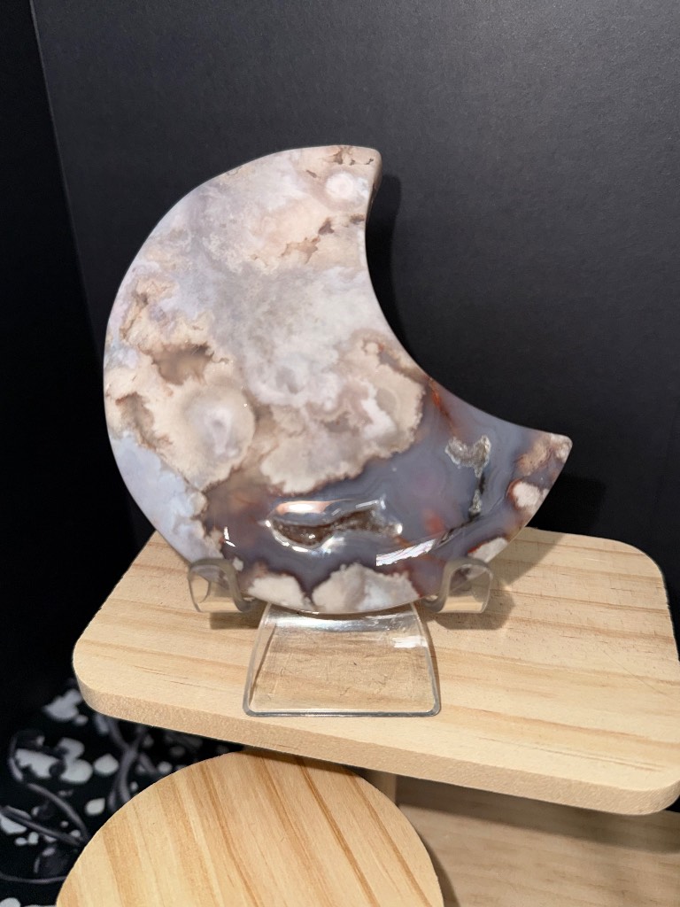 Blue Flower Agate Moon