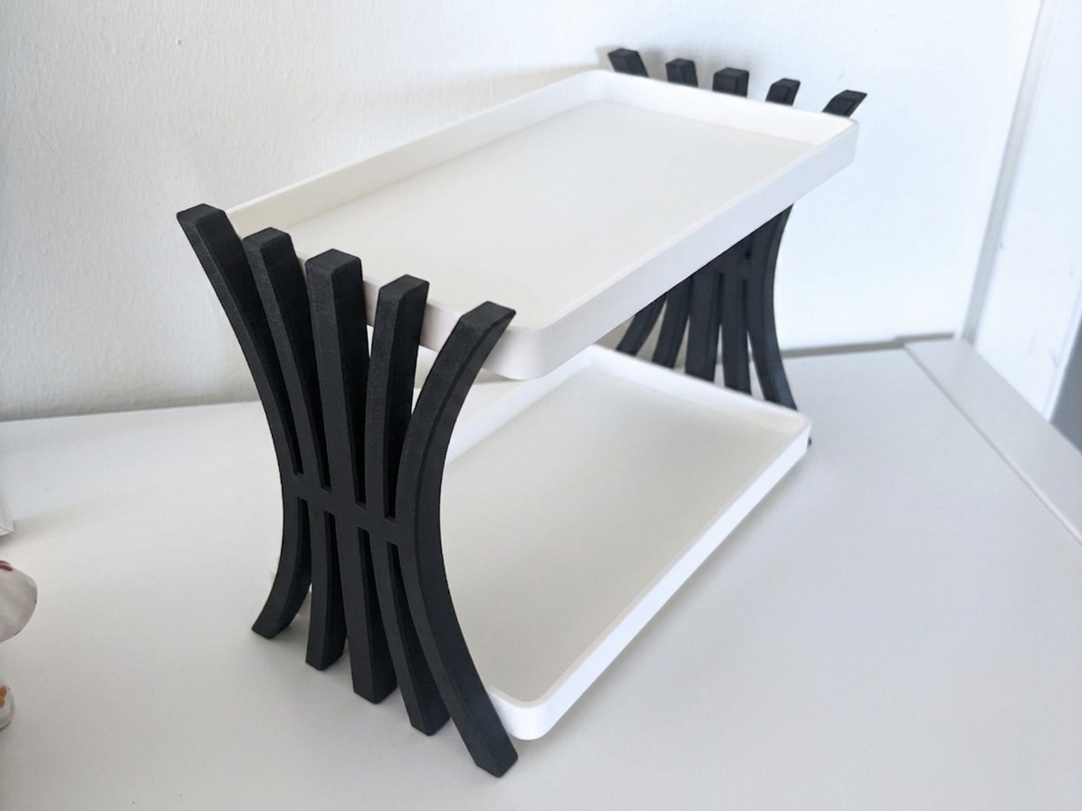2-Tier 3D Printed Storage Shelf Organizer – Plastic Tray Stand for Bathroom, Cosmetics, Desk & Small