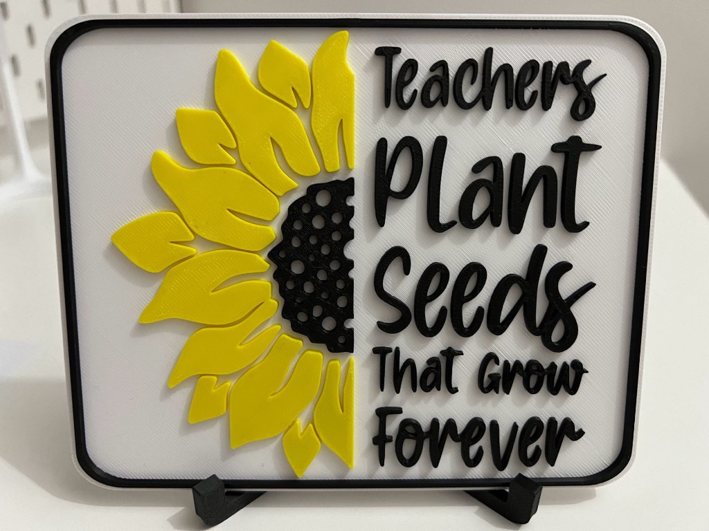 Sunflower Teacher Appreciation Sign Plaque Gift 4x3" Desktop Wall Decor Present