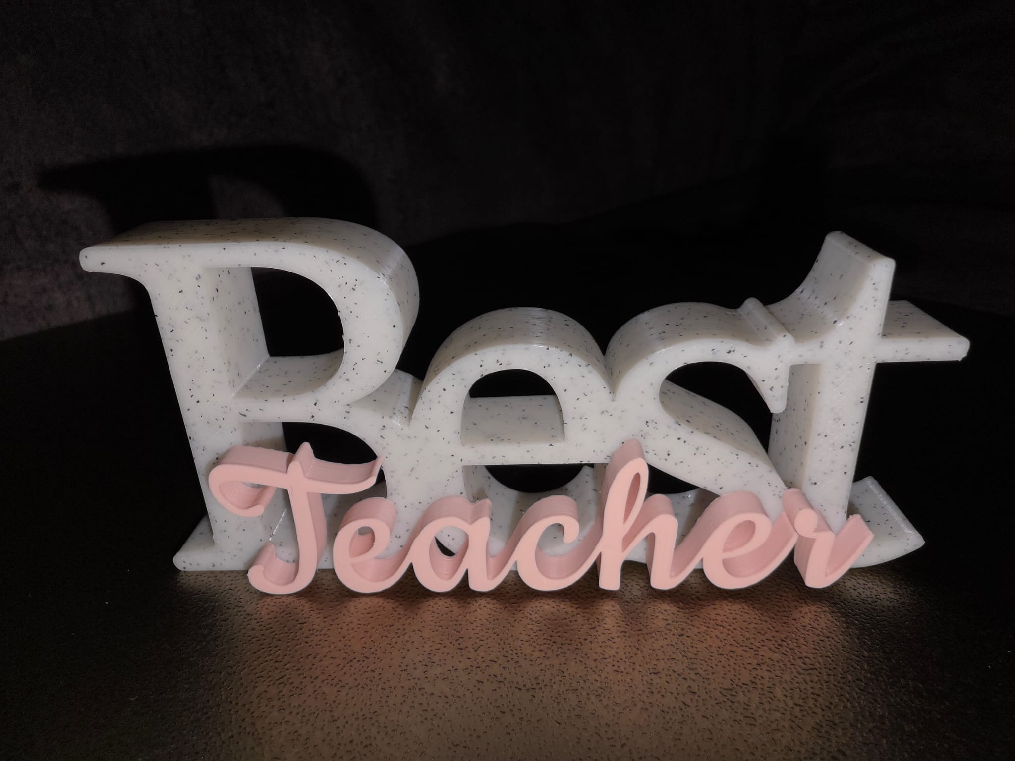 "Best Teacher" Desk Sign | Marble & Pink School Appreciation Gift