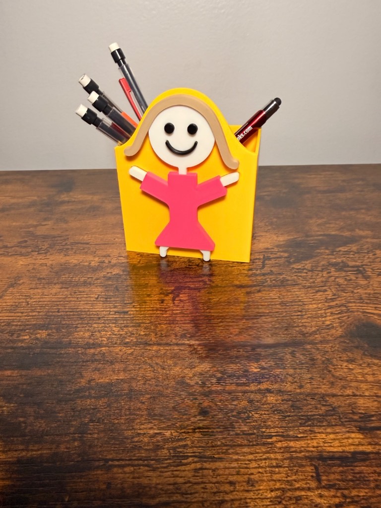 Cute Teacher Pen Pot Holder Stick Figure Desk Organiser Classroom Gift