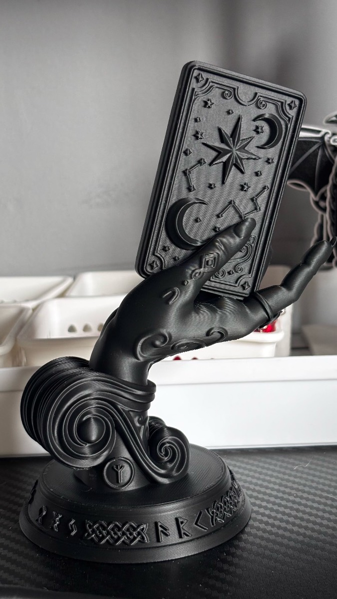 3D Printed Witch Hand Tarot Card Holder Stand Black Gothic Celestial Decor