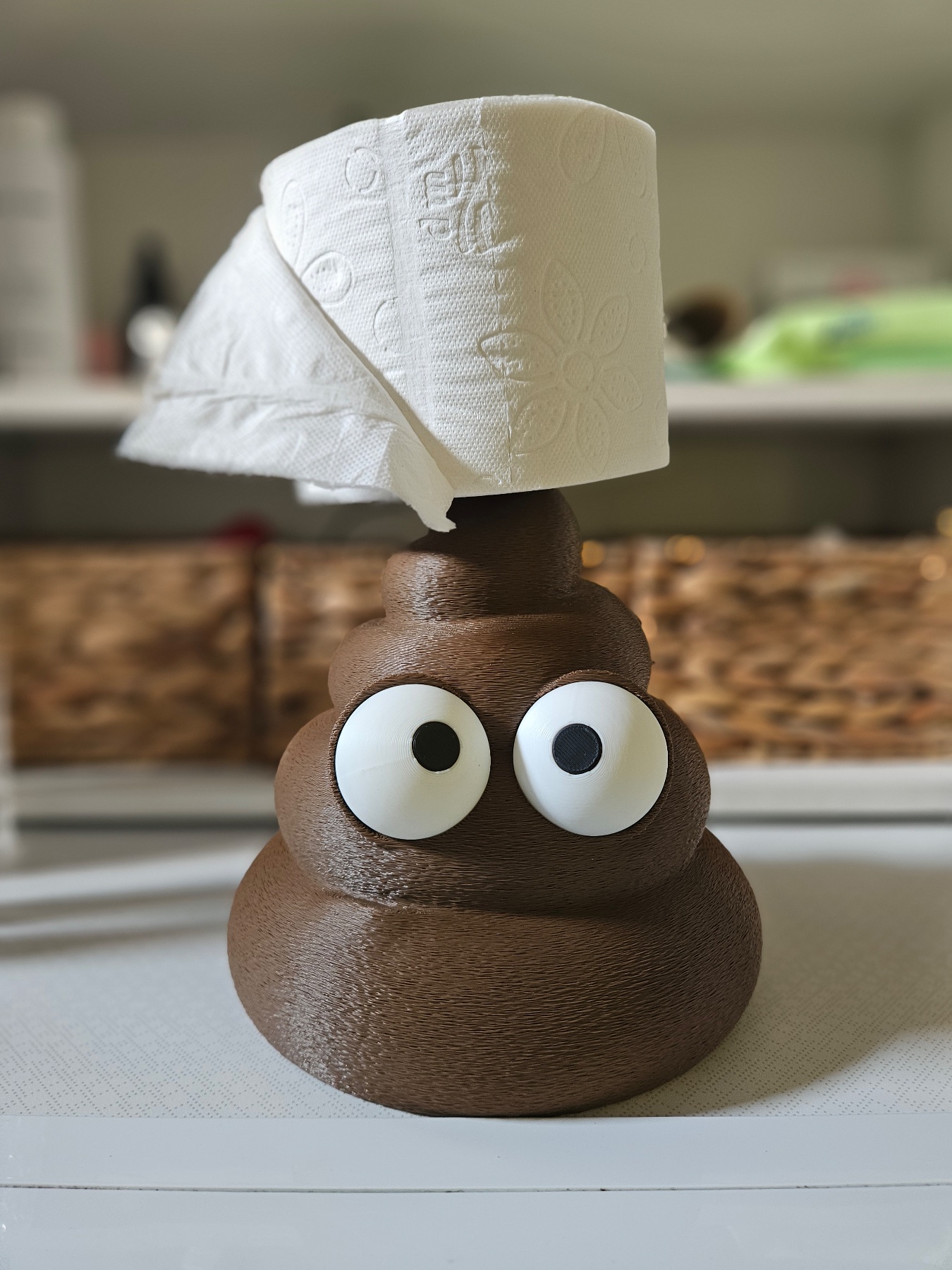 Funny Poop Toilet Roll Holder Stand - 239mm Solid 3D Printed Bathroom Decor