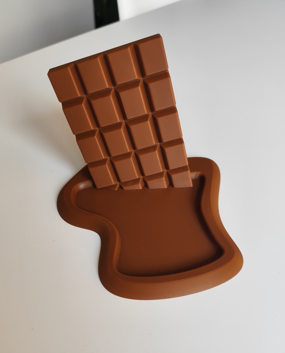 Melting Chocolate Bar Phone Stand Novelty Trinket Tray Key Holder Desk Ornament