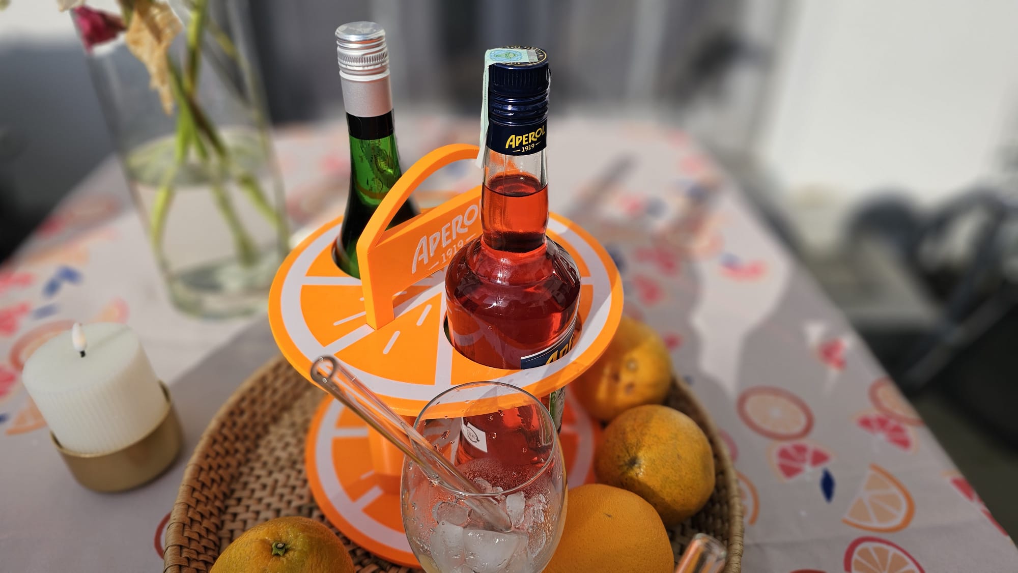 Aperol Spritz Portable Caddy – Vibrant Orange Cocktail Holder & Organizer