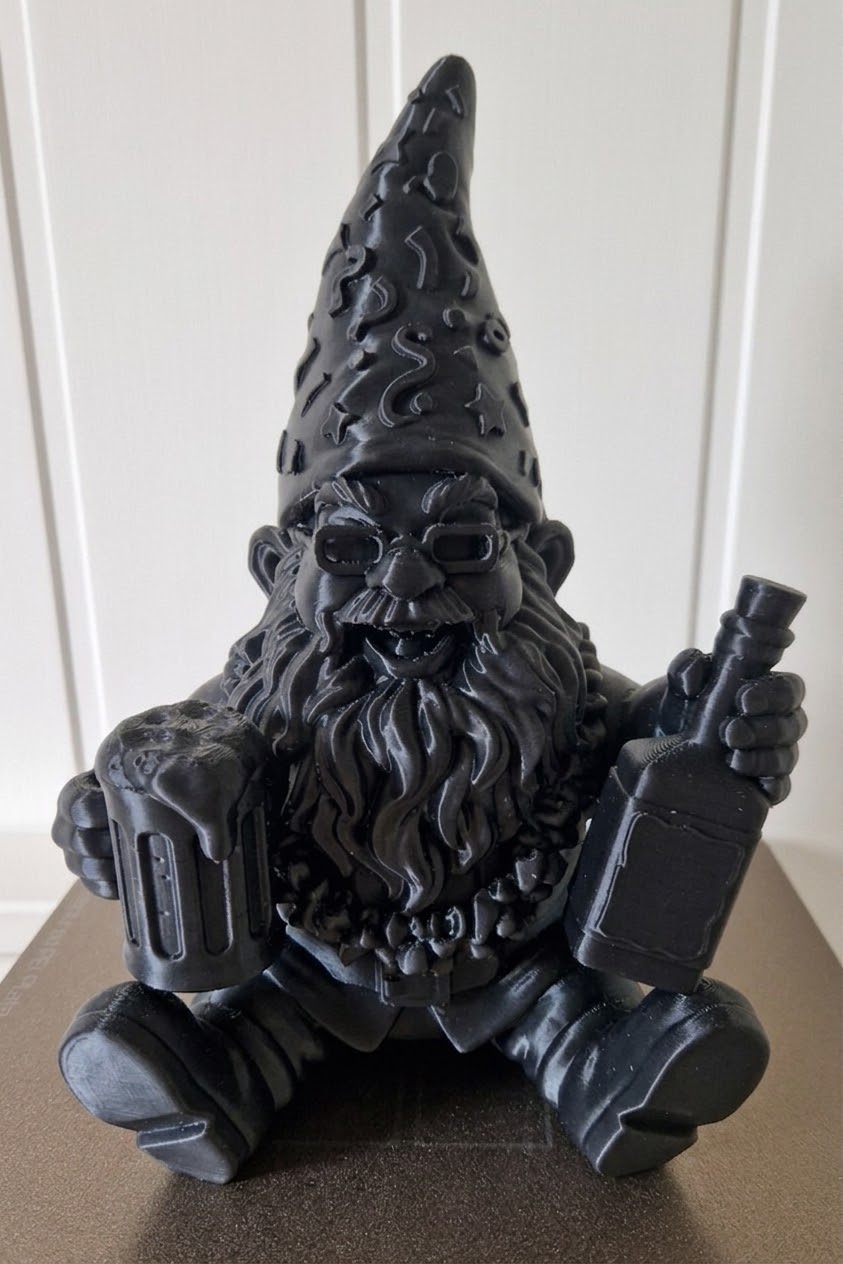 3D Printed Black Wizard Gnome Figurine 20cm / 8" Funny Novelty Party Decor
