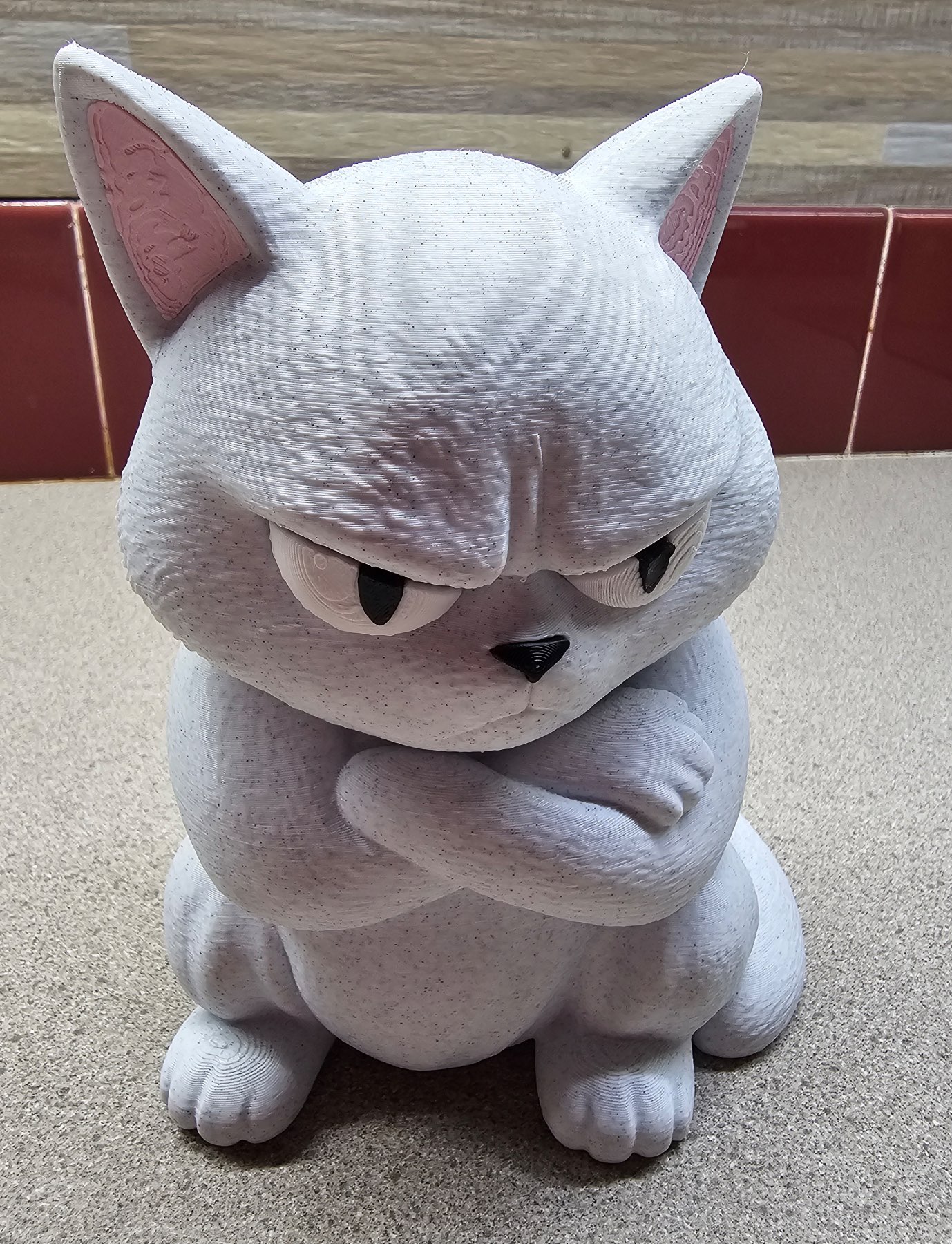 Angry Marble Cat – 12cm 3D Printed Figurine