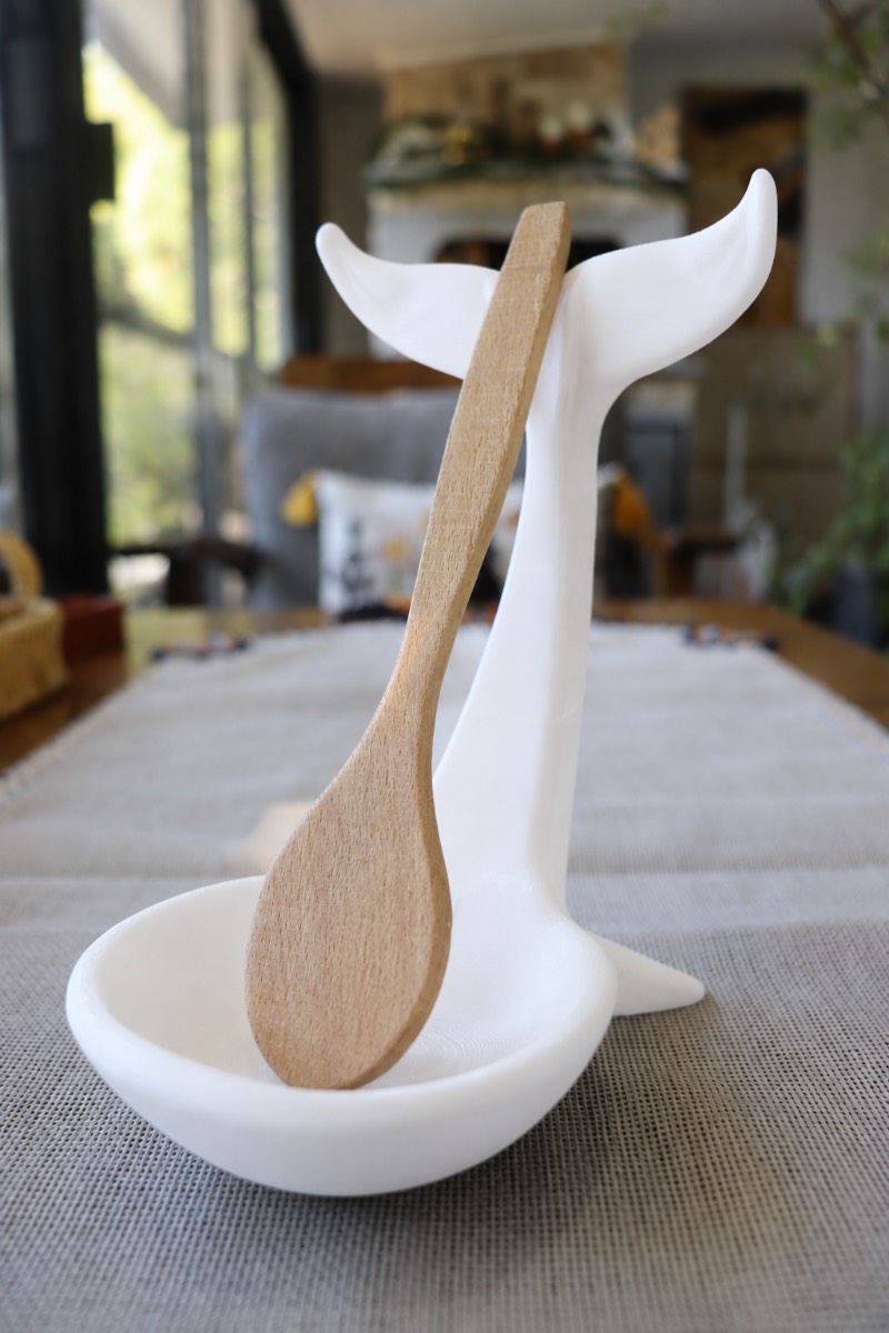 3D Printed Whale Tail Spoon Rest & Wooden Spoon Holder | Minimalist Kitchen Stand | Plastic