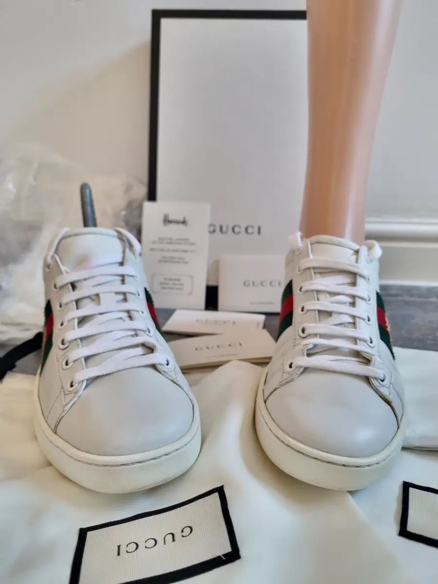 womens gucci ace bee trainers size uk 5 / 5.5 / or eu 38 / white colour