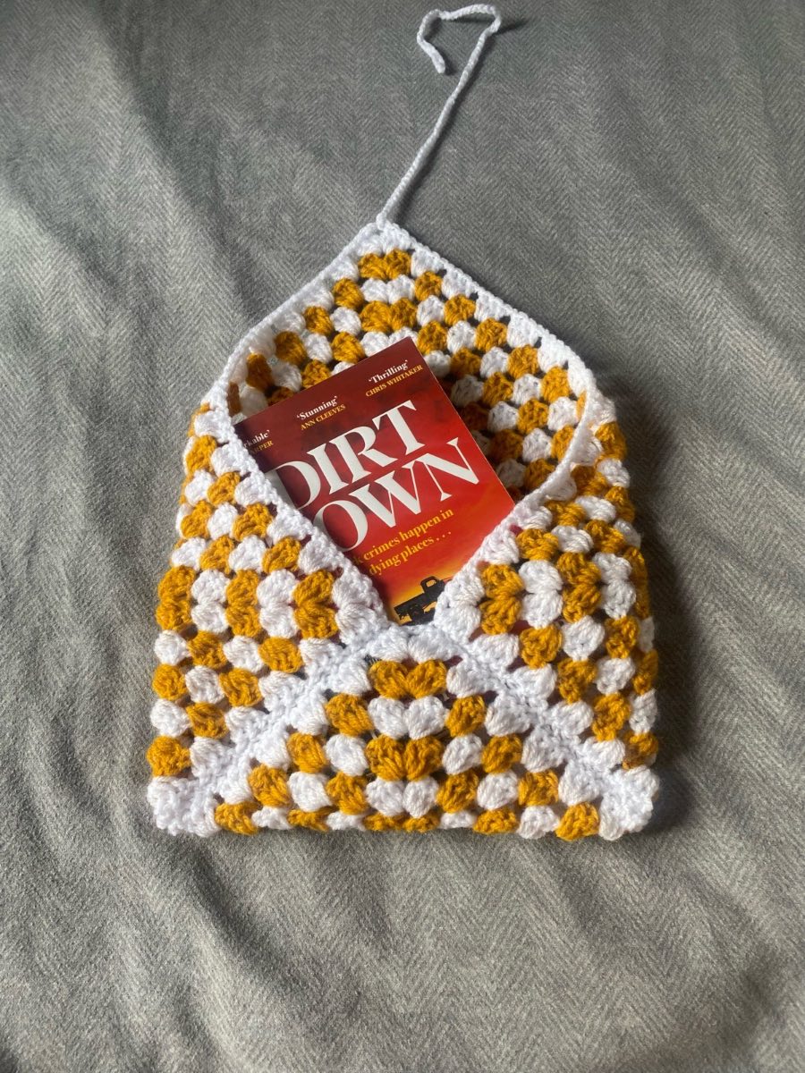 Crocheted White And Mustard Book Sleeve