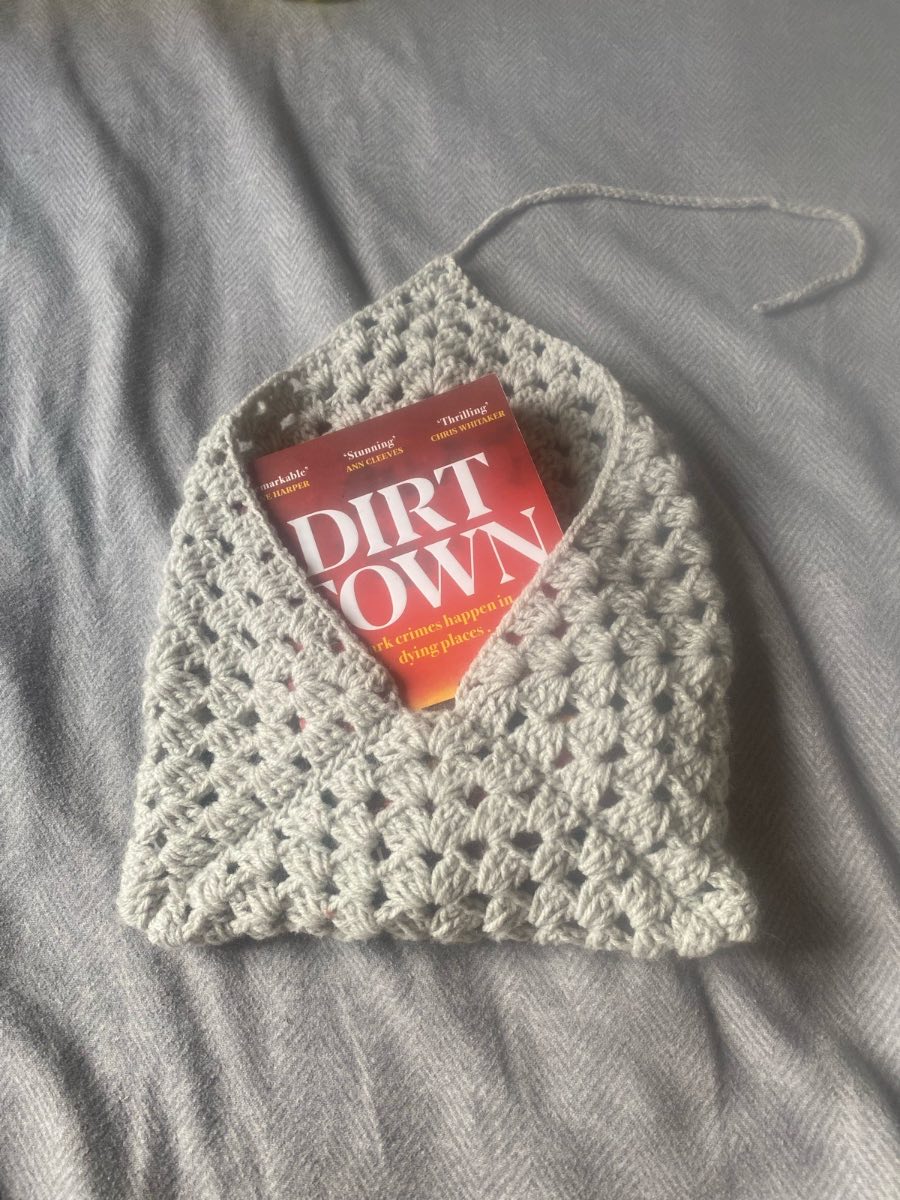 Crochetted Grey Book Sleeve