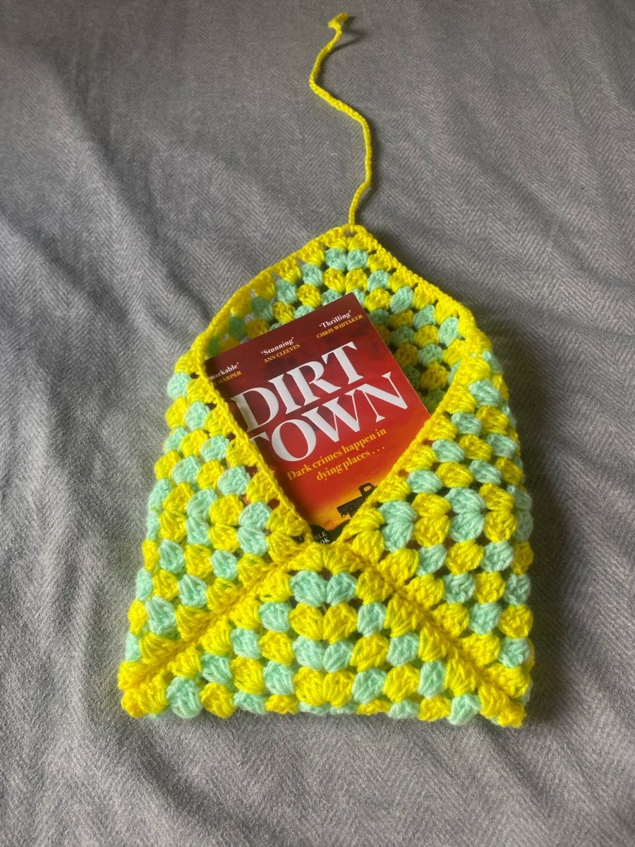 Crocheted Mint And Yellow Book Sleeve
