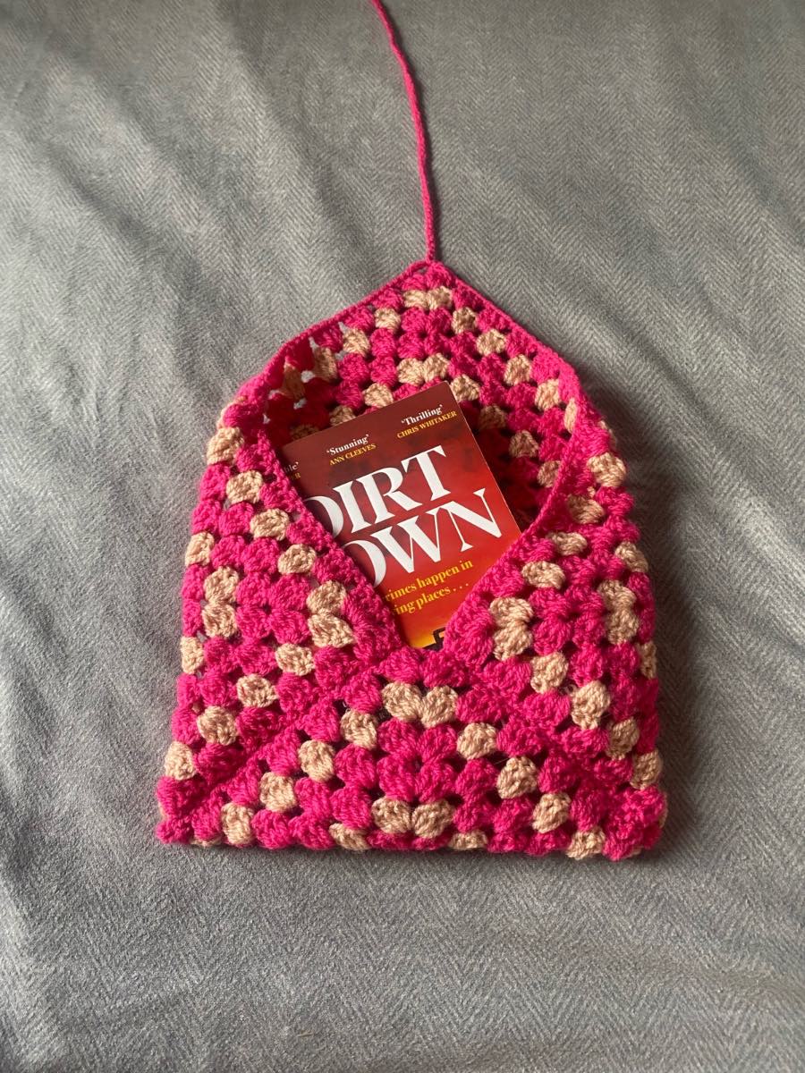 Crocheted Pink And Apricot Book Sleeve