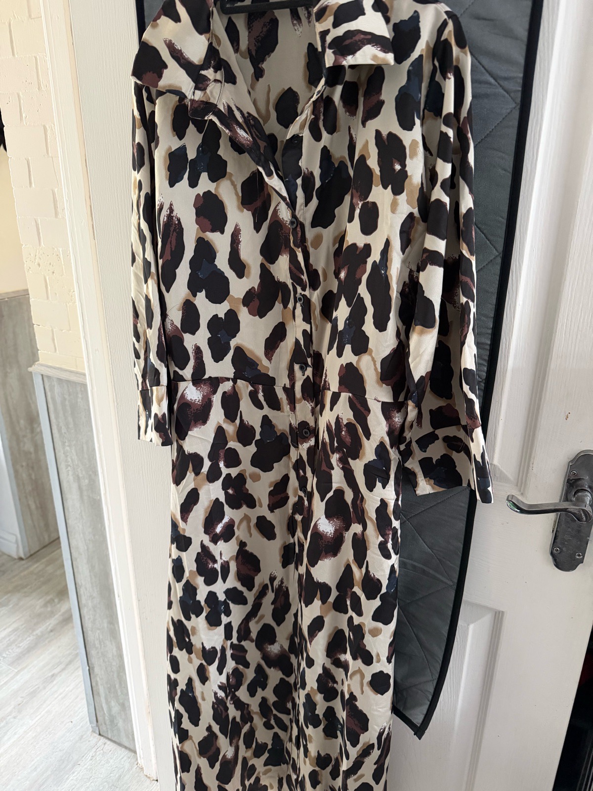 Leopard Print Button Up Midi Dress AX Curve