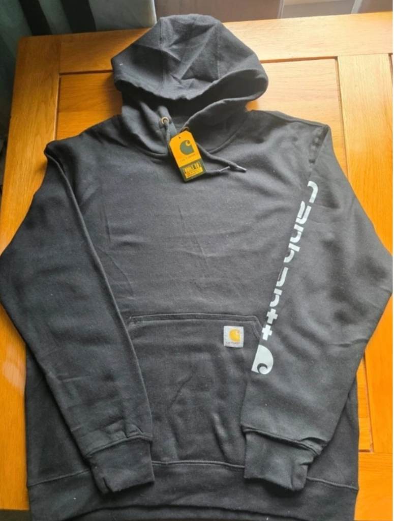 Carhartt Size Medium Loose Fit Black Signature Print Hoodie. Brand New With Tags