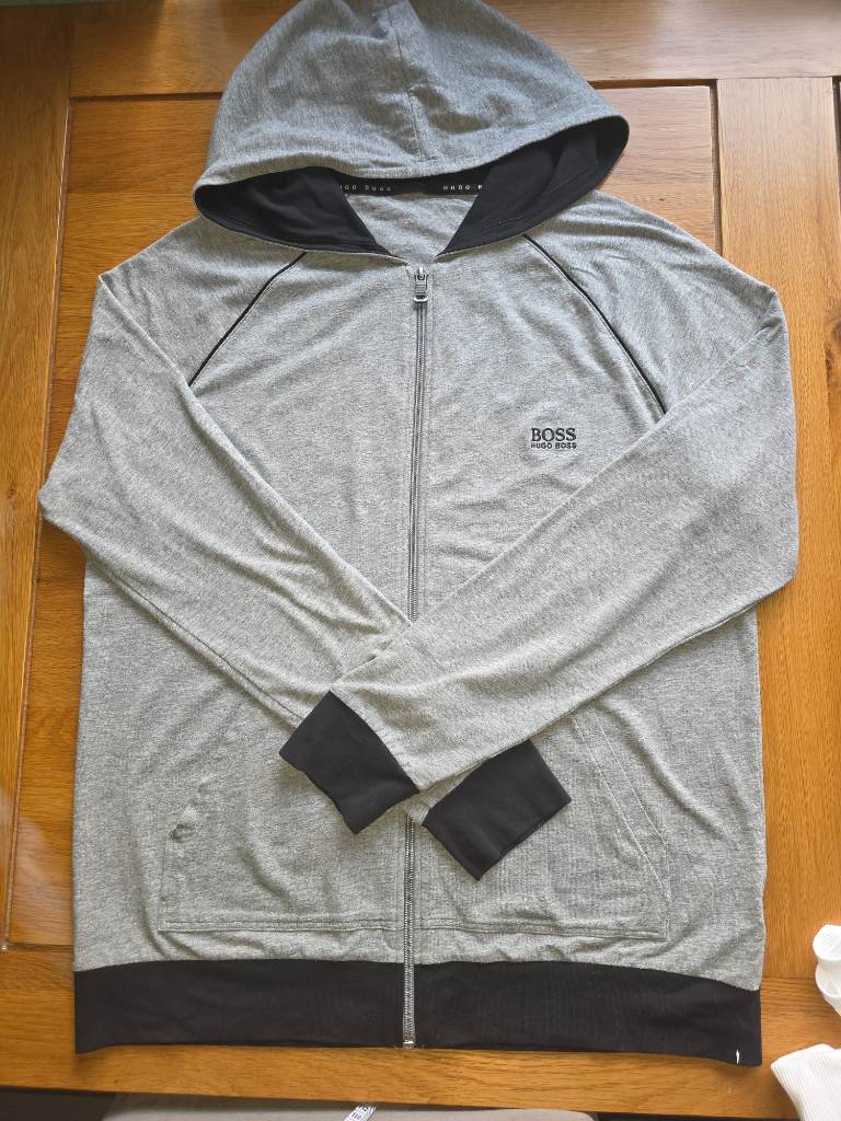Hugo Boss size Medium Grey Soft Cotton Full Zip Hoodie. Excellent Condition.